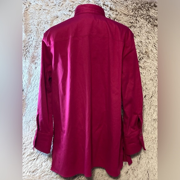 Chicos Women’s sz 2 (US 12) No Iron Stretch 3/4 Sleeve Tunic Very Cherry Blouse - Picture 4 of 8